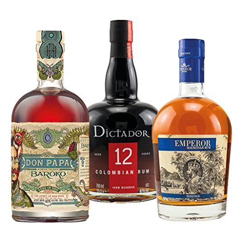FrankBauer360 Don Papa Baroko Rum + Dictador Rum 12 Jahre + Emperor Heritage Rum im Set (3x0,7l) Rum Cover