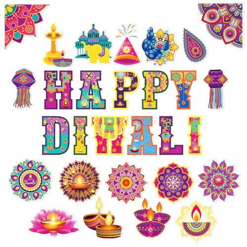 47Pcs Diwali Decorations Items Happy Diwali Cutout Decoration Diwali Party Supplies India Deepavali Diya Decor For House Outdoor Indoor Wall Window