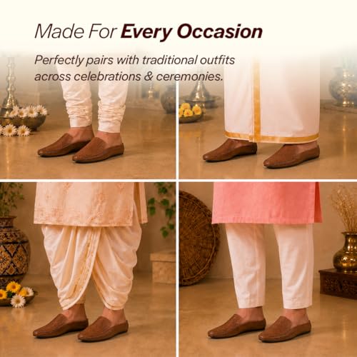 Image of FAUSTO Mens Perforated Stylish Driving Moccasins | Half Shoes for Office & Outings | Driving Loafers | Casual and Formal Mules | Soft Cushioned Insole