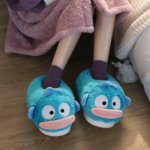 Big Mouth Fish Fuzzy Full Slippers for Women Men Indoor, Winter Warm Furry House Shoes with Faux Fur Lining, Non-Slip Bedroom Plush Slippers Grippers Soles, Couples Memory Foam Fluffy Slippers2