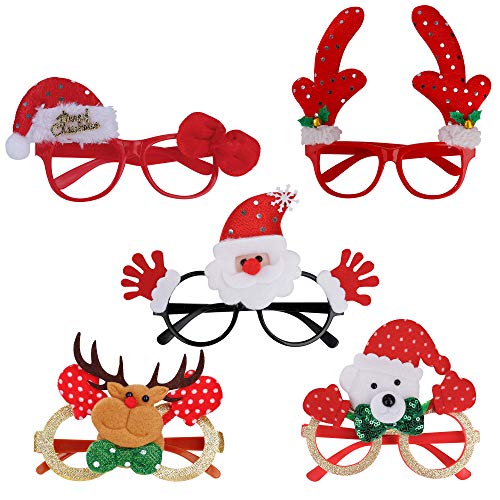 Preisvergleich Produktbild QH-Shop Weihnachten Brille Rahmen Glitzernde Weihnachtsgläser Mehrfarbige Fotorequisiten Kreative Dekoration für Kinder und Erwachsene