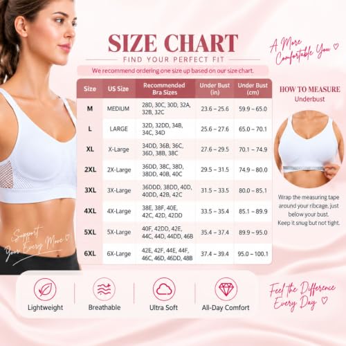Push Up Sports Bra White 2Xl Soft Support Breathable Mesh Sport Bra - image 5