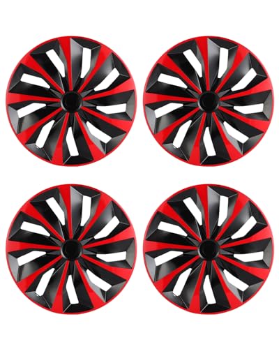 Image of ABX Hubcaps,16 inch hubcaps Set of 4, Wheel Rim Cover ABS Material, Snap On Car Truck SUV Replacement, for Toyota Camry Nissan Mazda etc, Black & Red