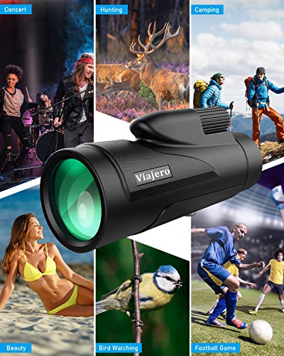 Viajero 12X50 Monocular Telescope, High Power Starscope Monocular with Smartphone Holder & Tripod, Day & Low Night Vision Waterproof Zoom Telescope, BAK4 Prism Dual Focus for Hunting Bird Watching