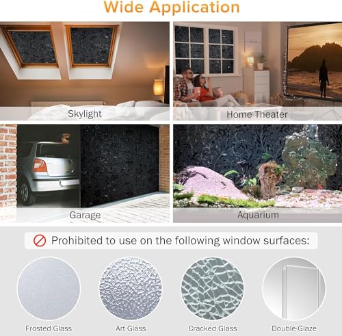 Rabbitgoo A008 Total Blackout Window Film, Heat Blocking Removable Privacy Window Cover, Stained Glass Window Thermal Film, Light Blocker Window Sticker Vinyl Door Window Covering thumb #5