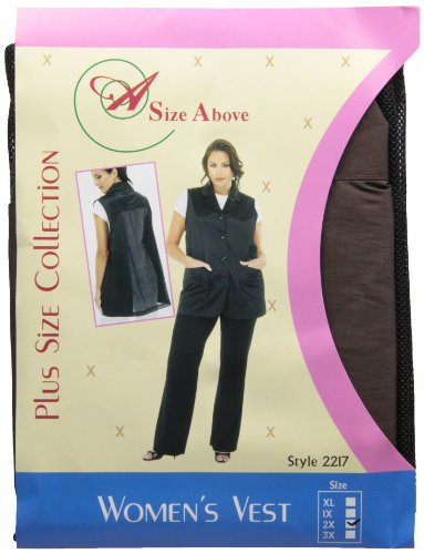 A Size Above Plus Size Women's Stylist Vest, Mesh Vent in Back, Brown, 2X
