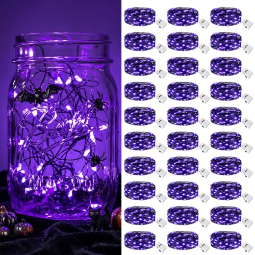 Image of btfarm 30 Pack Purple Halloween Fairy Lights Battery Operated with 3 Modes