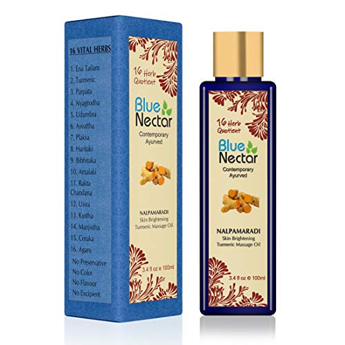 Blue Nectar Nalpamaradi Tailam Skin Brightening and Radiance Oil with Turmeric and 16 Ayurvedic Herbs