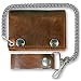 Distressed Natural Brown Leather Trifold Chain Wallet 4" Made in USA