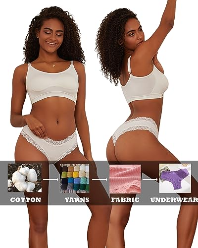 FINETOO Womens Cotton Underwear Sexy Lace Hipster Panties Soft Breathable Cotton Brazilian Bikini Ladies 6 Pack3