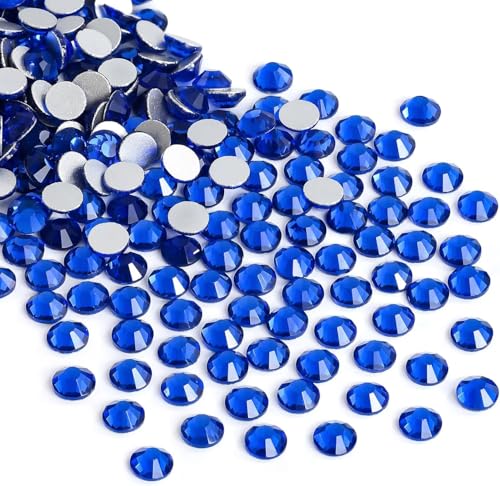 Image of Jollin Crystal Flatback Rhinestones Gems for Crafts 7.2mm SS34, Sapphire | Glue Fix, 288pcs Glass Rhinestones for Bedazzling, Clothes, Tumblers, Nail Art, Shoes, Bags, Caps & Accessories Decoration