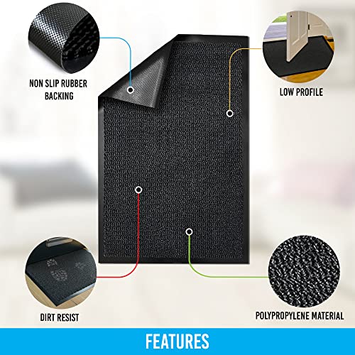 Circle of trust Dirt Trapper Black Door Mat Indoor & Outdoor 40x60cm Doormat, Non Slip Rubber Back Floor Mat - Image 4