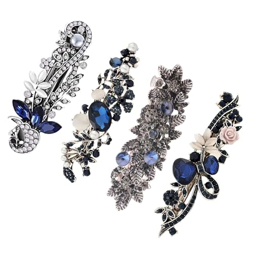 Barrettes vintage fleurie en alliage et cristaux étincelants pour une coiffure sophistiquée
