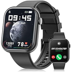 Smart Watches for Men Women Bluetooth Calls(Answer/Make Call) 1.85″ Full Touch Screen Fitness Tracker with Blood Oxygen Sleep Monitor IP67 Waterproof Smart Watch for Android iPhone (Black)