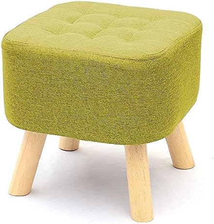 DYPXG Upholstered Footstool Ottoman Linen Fabric Pouffe Chair Shoes Foot Stool 4 Wooden Legs and Removable Fabric Cover 81 x 28 x 26 cm Green