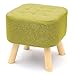 Kwadratowy podnóżek Ottoman Tkanina lniana Pufa 4 drewniane nogi Tapicerowany stołek do butów 40x40x40 cm zielony