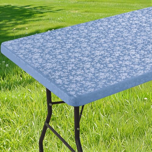 Image of Smiry Heavy Duty Vinyl Fitted Tablecloths for 6 Foot Rectangle Tables