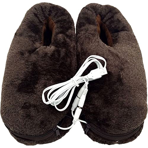 Healifty Chaussons chauffants électriques USB pour adulte Marron, Taille Unique