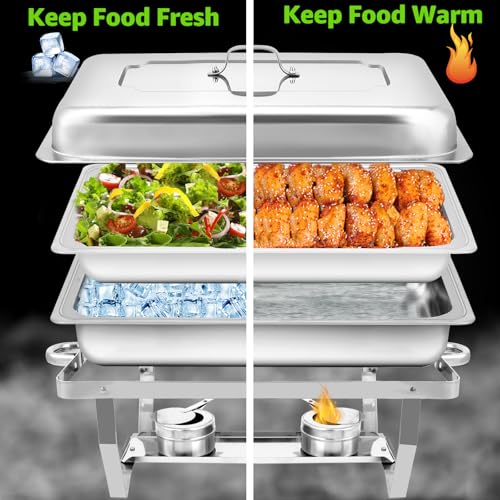 Chafing Dishes for Buffet 5 Pack, 9 QT Full Pan Stainless Steel Chafing Dish Buffet Set Sturdy and High Grade Chafers and Buffet Warmers Sets for Any Party with Complete Set