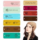 WINSD 9 Colors Custom Leather Handmade Tags with Rivet,2.5 * 0.8in Knits and Crochet Labels,Leather Labels for Knitted Hats Scarf Clothing,Customizable Quantity,Gifts for Mom(A-Pack of 10)