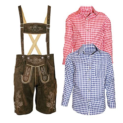 MS-Trachten Kinder Trachtenset 128 Rot-Kariert