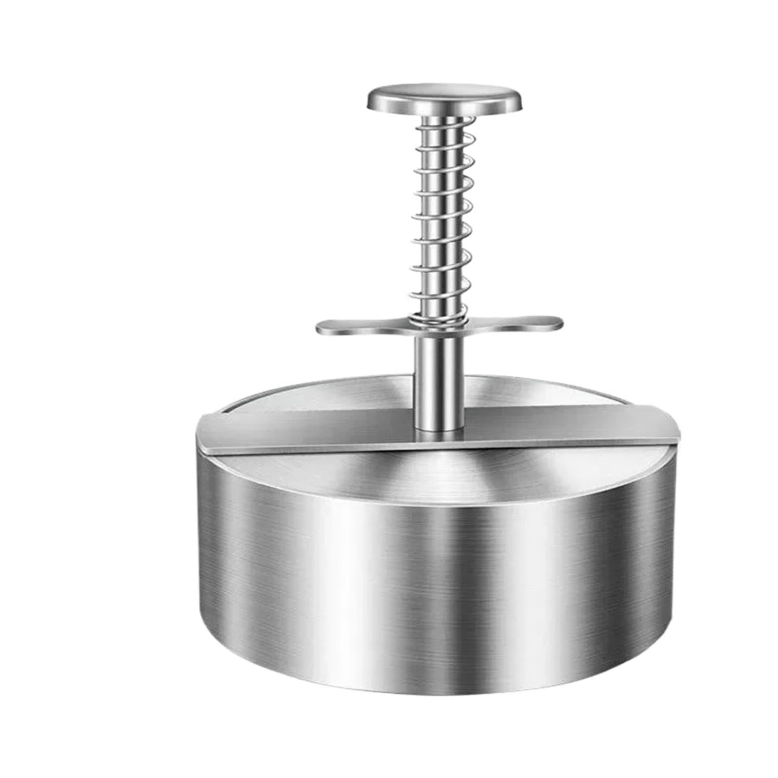 Antihaft-Hamburger-Form, Runde Antihaft-BBQ-Burgerpresse aus 304 Edelstahl, manuelle Dicke, verstellbar von 8–14 cm(Diameter 14 cm)