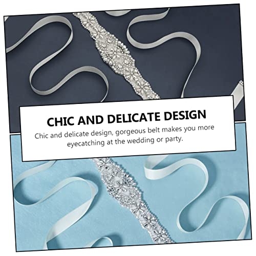 1Pc Silver Bridal Waistband with Rhinestones and Pearls Creative Wedding Dress Belt for Brides Elegant Girdle Accessory for Engagement and Parties2