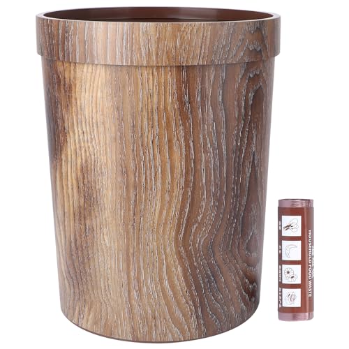 Bote de basura plástico con diseño de madera