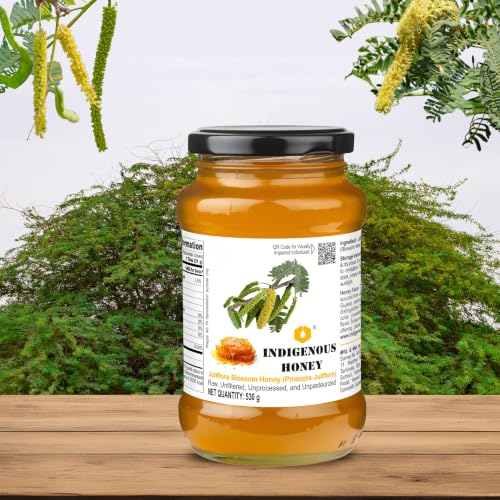 Image of INDIGENOUS HONEY Organic Juliflora Babool Kikar Honey 17.64 oz Glass Jar