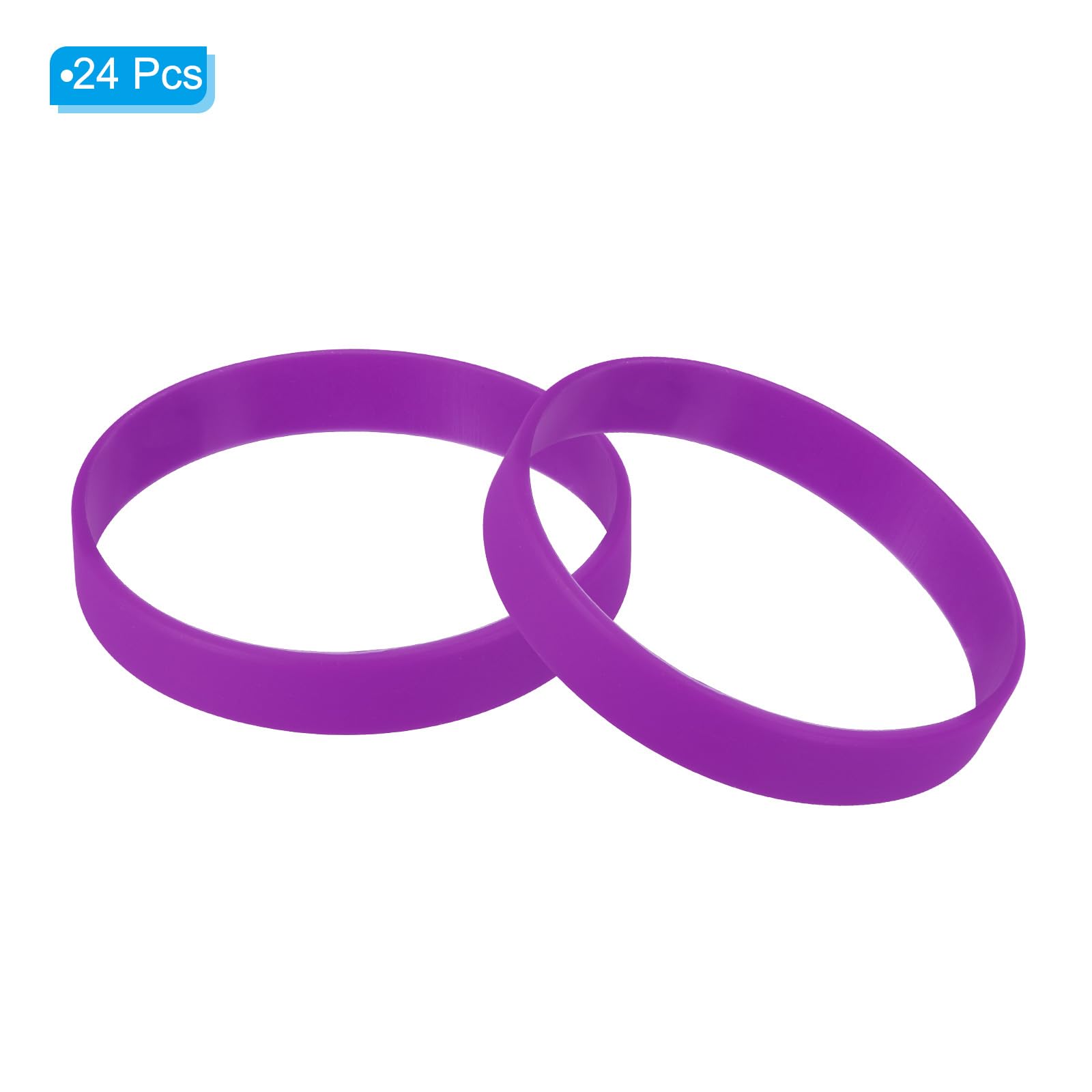 PATIKIL Silicone Bracelets, 24 Pack Colored Rubber Wristbands Blank Stretch Sports Bands for Adults Teen Sports Team Games Purple - Image 3