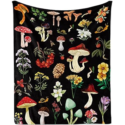 Jobkoo Colourful Fleece Mushroom Blanket for All Seasons Cover