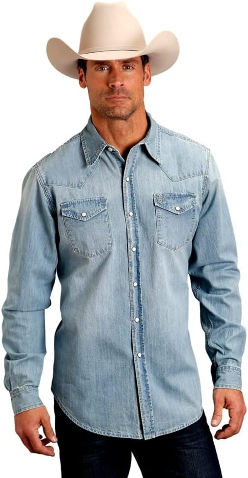 Long-Sleeved Denim Shirt