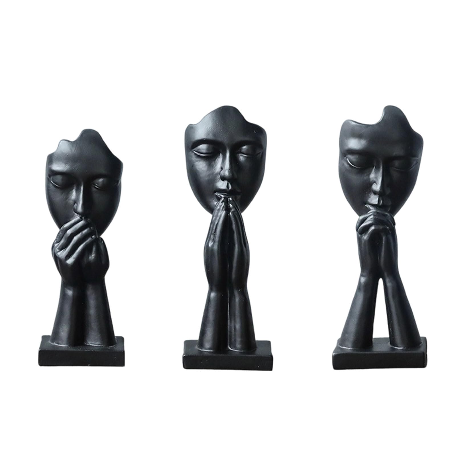 Kangnice 3 Piece Elegant Abstract Art Sculptures Resin Prayer Figurines Set for Gift Giving and Home Desktop Shelf Decors Minimalists Resin Statues