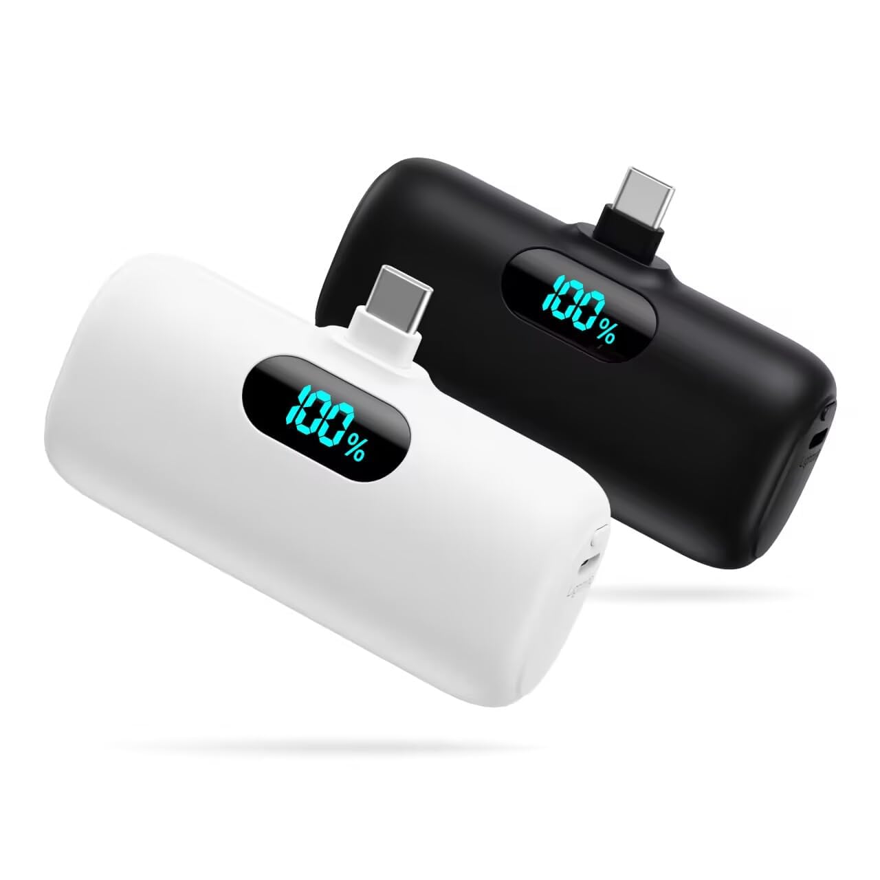 2 mini caricabatterie portatili da 5000 mAh, batteria portatile da 15 W PD USB C, batteria di visualizzazione LCD compatibile con telefoni Android/Samsung Galaxy S22, S21/Moto/LG/Pixel /Nexus/OnePlus