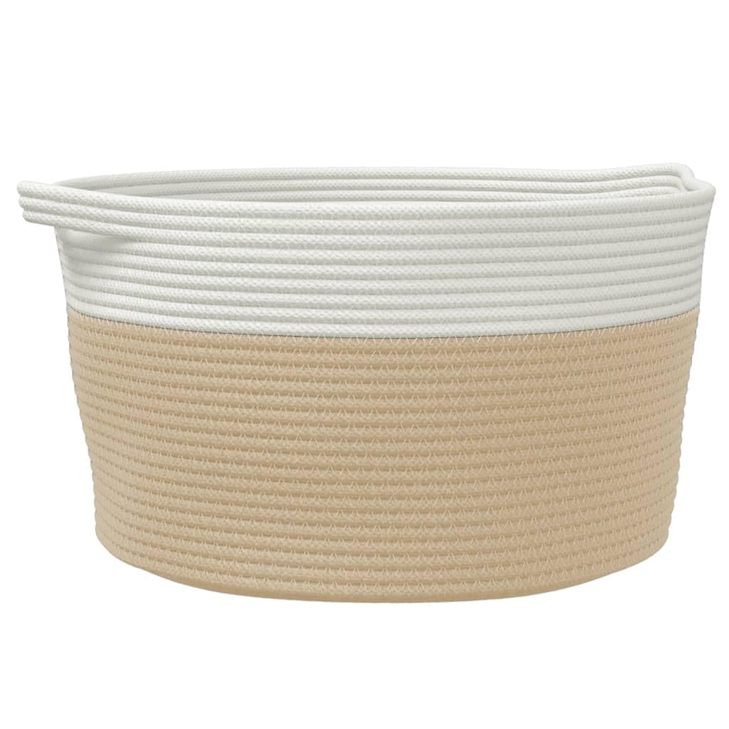 Cesto portaoggetti in cotone/poliestere, intrecciato, beige e