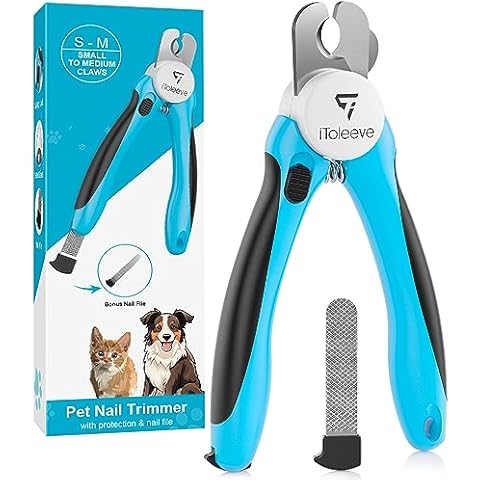 iToleeve Small Dog Nail Clipper with Nail File, for Safe and Easy Trimmers, Extra Sharp for Thick Nails, Quick Sensor, Safety Guard, Avoid Over Cutting Toenail, for Small Medium Breeds, Cats, Puppy Cover