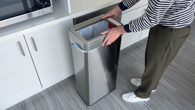 Image of iTouchless 21 Gallon Rectangular Open Top Trash Cans with AbsorbX Odor Filter, Stainless Steel