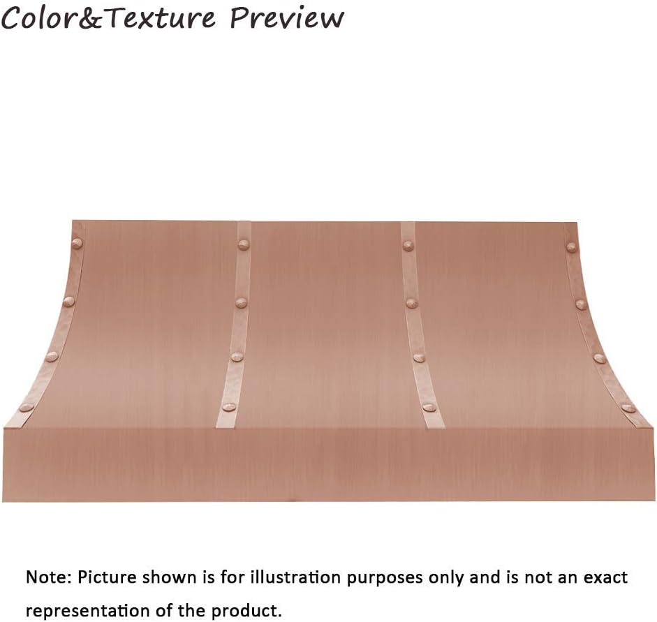 SINDA 30"Wx18"H,Hand-Hammered Under Cabinet Copper Range Hood, Comes with Stainless Steel Hood Vent, H8LTR-SNW1