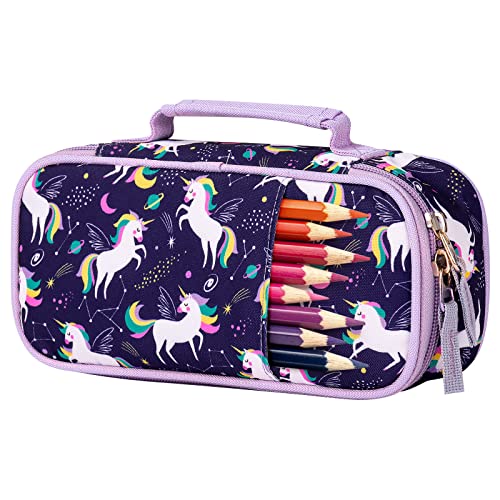 Image of Choco Mocha Unicorn Pencil Case for Girls, Soft Pencil Case Kids Pencils Pouch for Kindergarten Girls, Purple