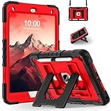 WESOROL CASE for iPad 9th/ 8th/ 7th Generation 10.2 Inch iPad Case 9th Generation with Pencil Holder,Heavy Duty Shockproof Cover for i Pad 9th/8th/7th Gen 2021/2020/ 2019 Cases,Black Red