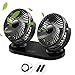 Qisiewell Auto Kfz Lüfter Auto Ventilator mit 3 Geschwindigkeiten Doppellüfter Bereich 360 °Grad-Drehung Einstellbar Ventilator Haus Büro - Schwarz für Alle Familienwagen Van Truck RV ATV Boot