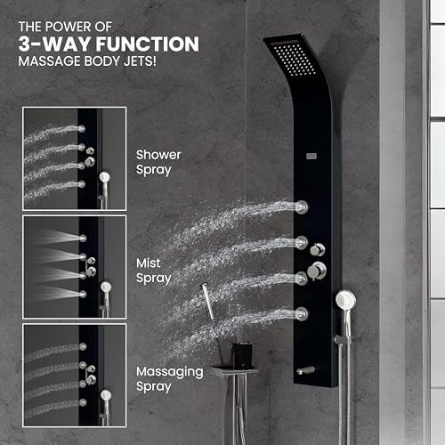 Image of JAAZ Zander Black Shower Panel (Zander Black)
