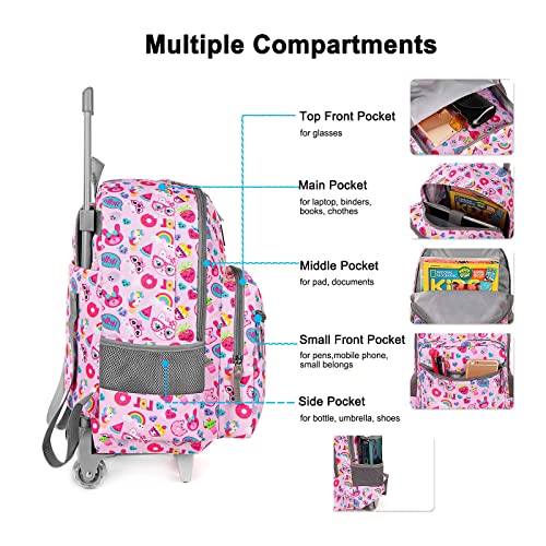Image of Rolling Backpack 18 inch Double Handle Wheeled Boys Girls Travel School Children Luggage Toddler Trip