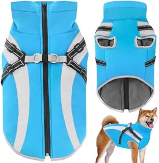 Oslueidy Waterproof Dog Coat with Harness,Winter Warm Jacket Windproof Pet Clothes Snowsuit Dog Jackets for Small Medium Large Dogs XL-6XL