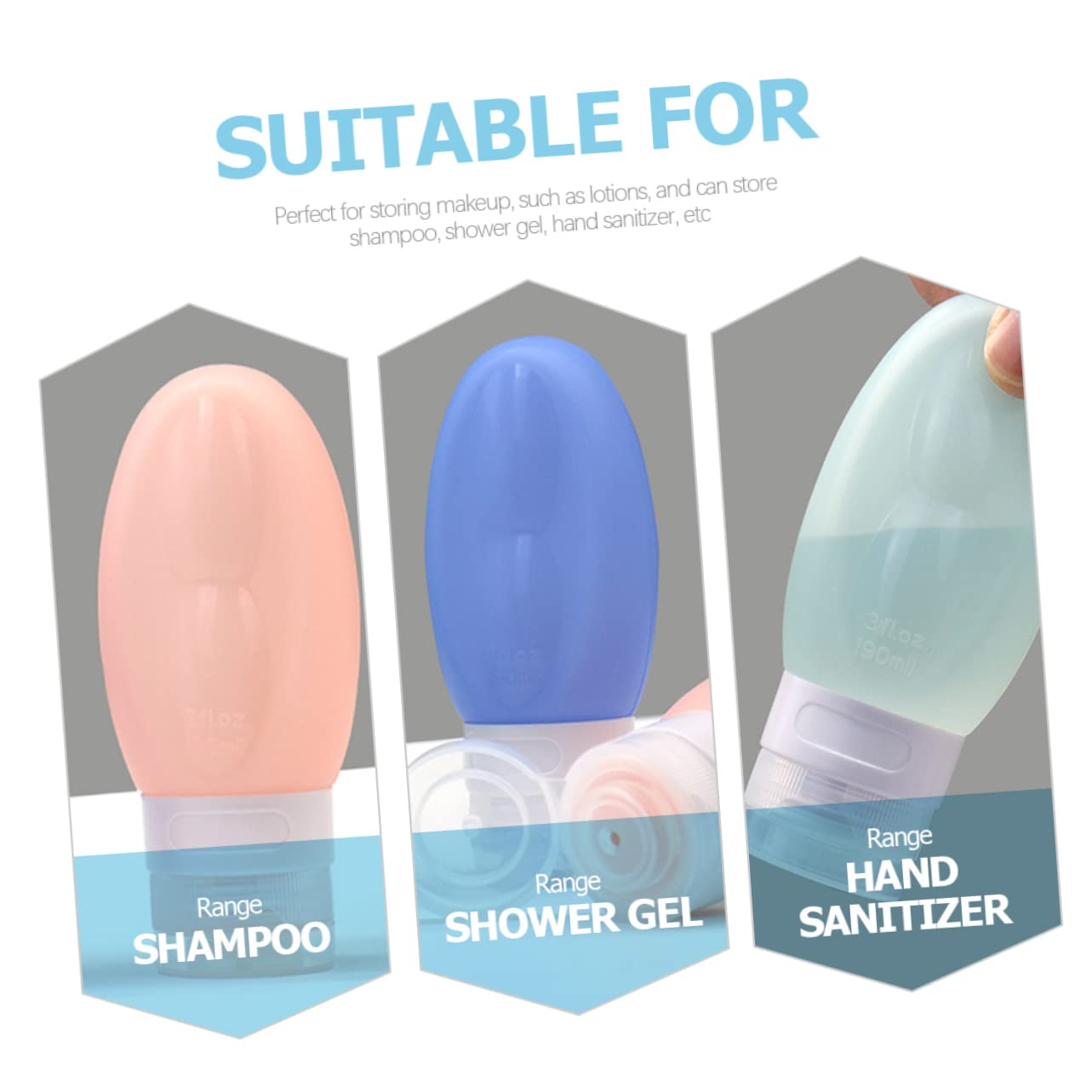 Ipetboom 12pezzi Bottiglie Viaggio Silicone Per Liquidi Ricaricabili Contenitori Per Toilette Adatti Per Cosmetici e Bagno Colori Rosa Bianco