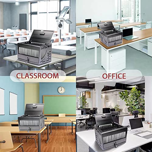 Mobile Laptop Cart Station For Ipads, Chromebooks And Laptop Computers Up To 14-Inch Screen Size, 16-Device Charging Storage Tablet Cabinet For Classroom, Office(Black) #TOP5