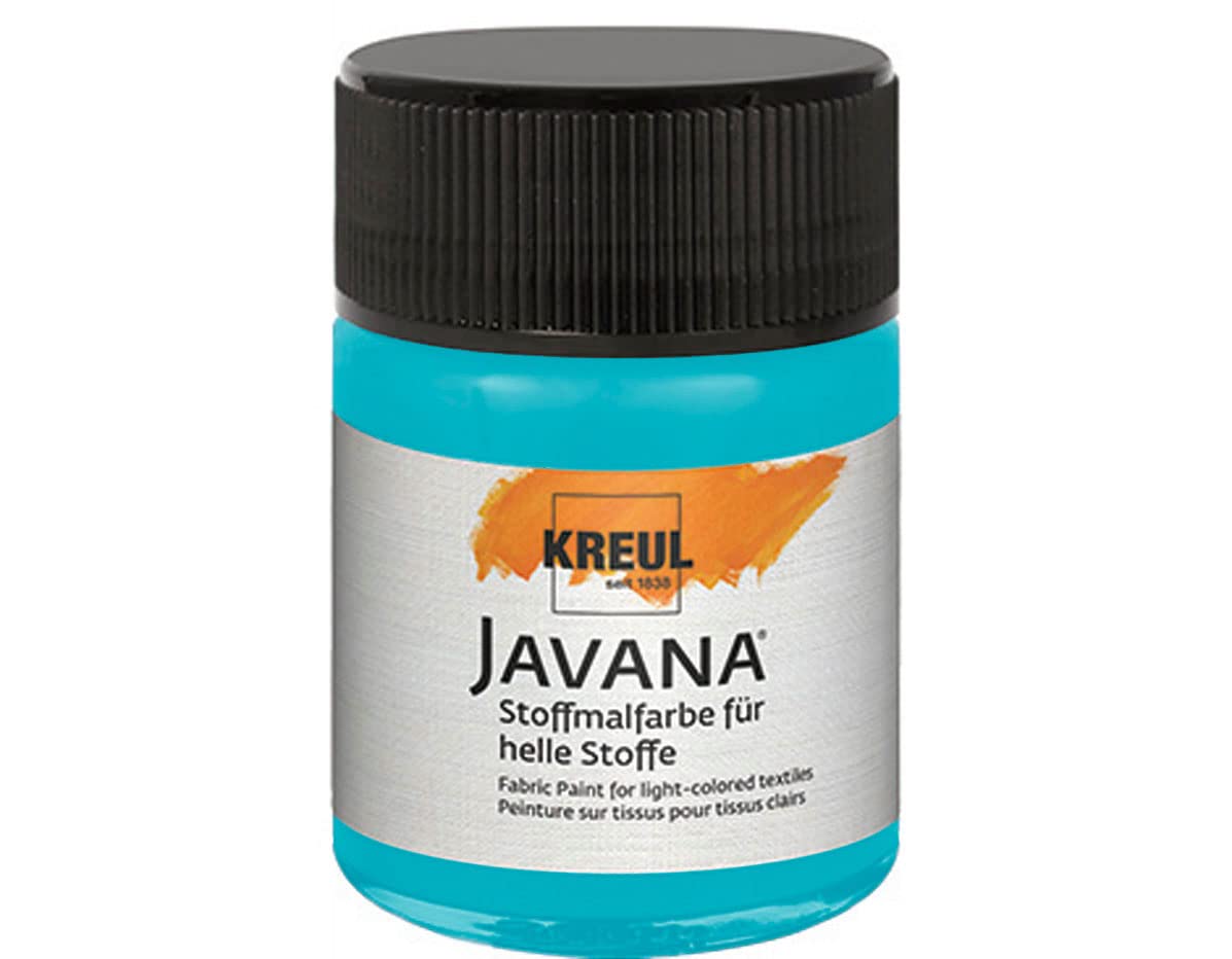 KREUL Javana 91916 - Vernice Per Tessuti Blu Turchese 50 Ml, A Base D'acqua, Fissa Con Il Ferro
