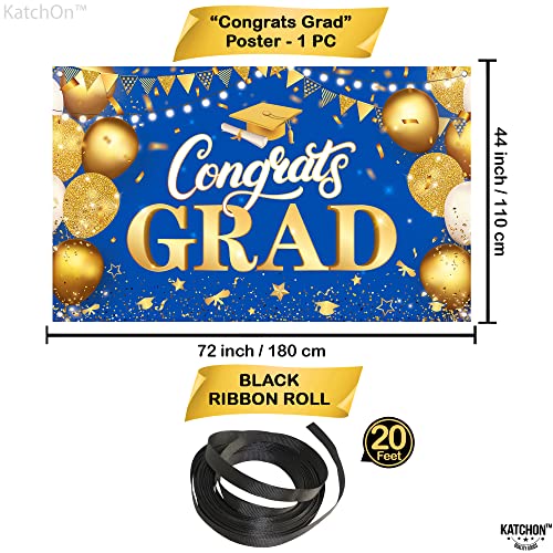 Image of KatchOn, XtraLarge Congrats Grad Banner - 72x44 Inch, Congratulations Banner | Graduation Class of 2026, Blue and Gold Grad Decorations Class of 2026 | 2026 Graduation Decorations