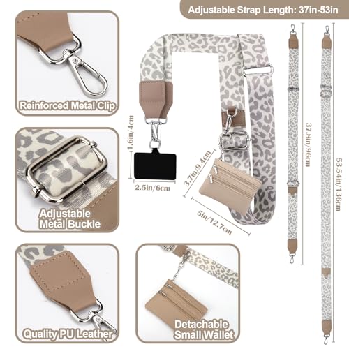 Image of XANGNIER Clip and Go Strap for Phone with Wallet Crossbody, Phone Strap with Zippered Wallet, Adjustable Anti Theft Cellphone Lanyard for Women, Cellphone Chain Accessories,Multicolor 16