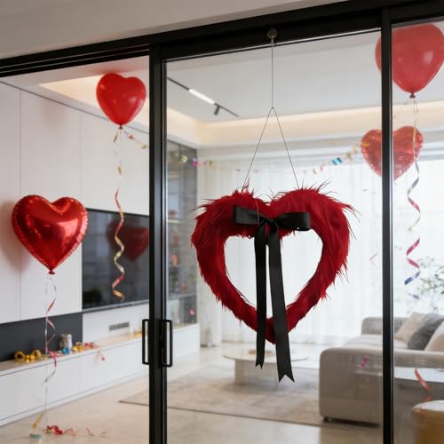 Couronne de Saint-Valentin durable pour décoration de porte solide